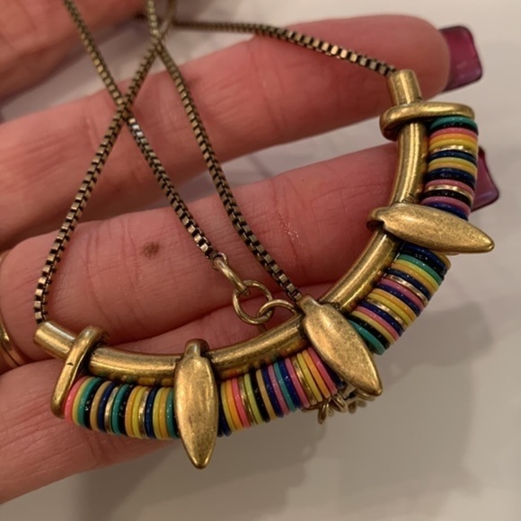 Stella dot colorful enamel tribal small statement box chain necklace - Picture 6 of 10